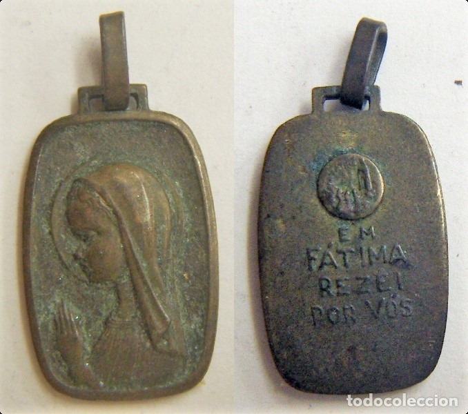 Antig&uuml;edades: MEDALLA DE LA VIRGEN DE FATIMA DE BRONCE - Foto 1