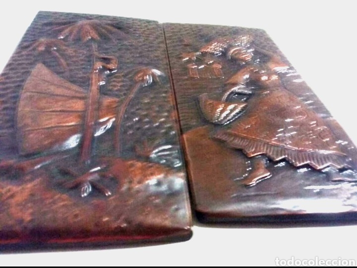Antig&uuml;edades: Dos cuadros peque&ntilde;os de cobre repujado - Foto 5