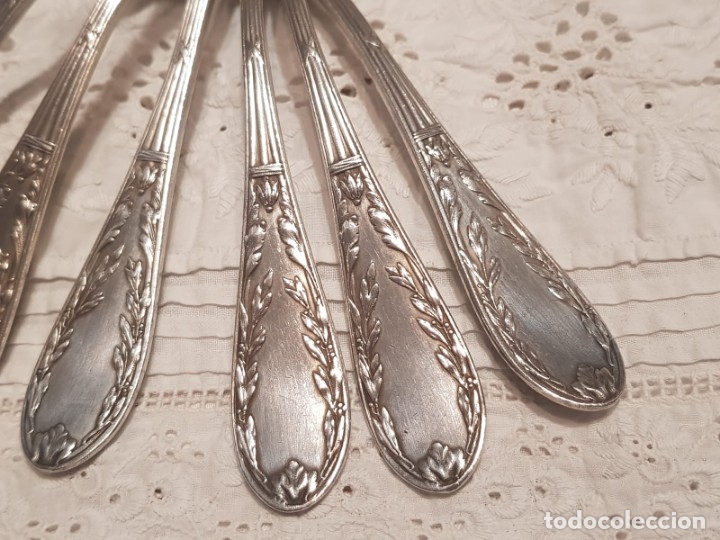 6 cucharas postre / cucharitas baño de plata co - Compra venta en