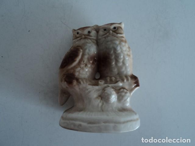 Antig&uuml;edades: PRECIOSA FIGURA ANTIGUA DE PORCELANA DOS BUHOS BUHO PERFECTO ESTADO FIRMADO M. RUBERT