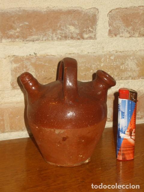 Antig&uuml;edades: PEQUE&Ntilde;O BOTIJO DE BARRO ESMALTADO. - Foto 2