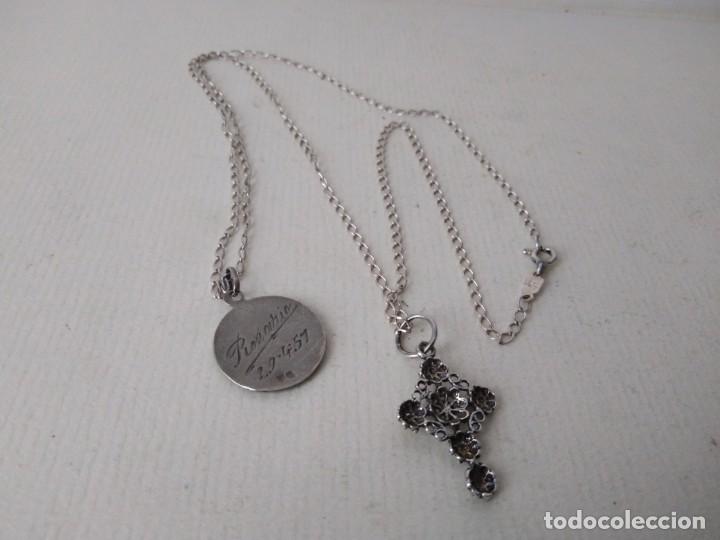 Antig&uuml;edades: Cruz medalla y cadena plata 925 - Foto 1