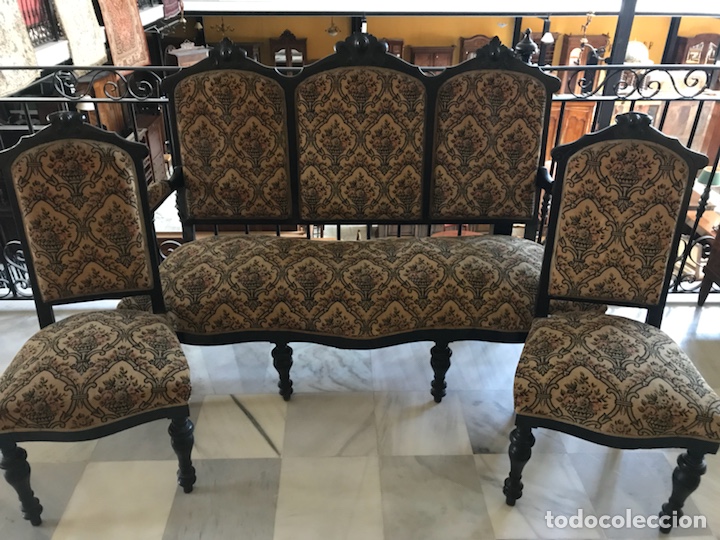 Antig&uuml;edades: Sofa y sillas Isabelino. R 6337 - Foto 1