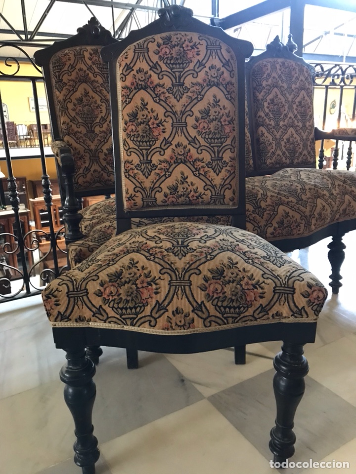 Antig&uuml;edades: Sofa y sillas Isabelino. R 6337 - Foto 4