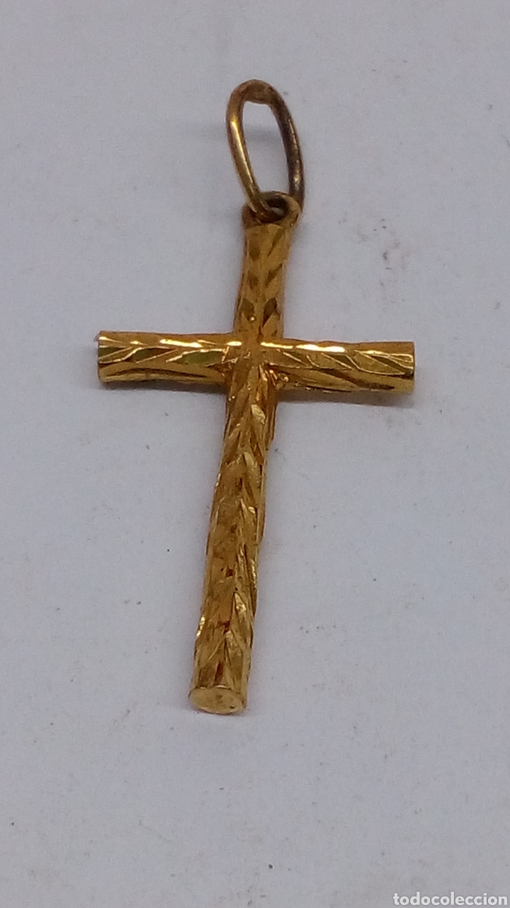 Antig&uuml;edades: Cruz de bisuter&iacute;a chapada oro - Foto 1