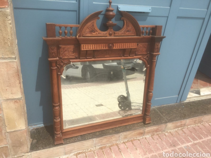 Antig&uuml;edades: ESPEJO MADERA MACIZA TALLADO - Foto 1
