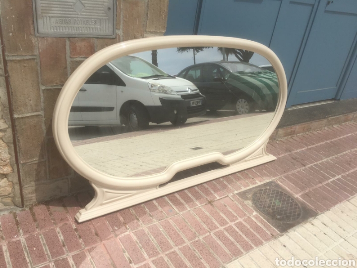 Antig&uuml;edades: ESPEJO BLANCO OVALADO - Foto 1