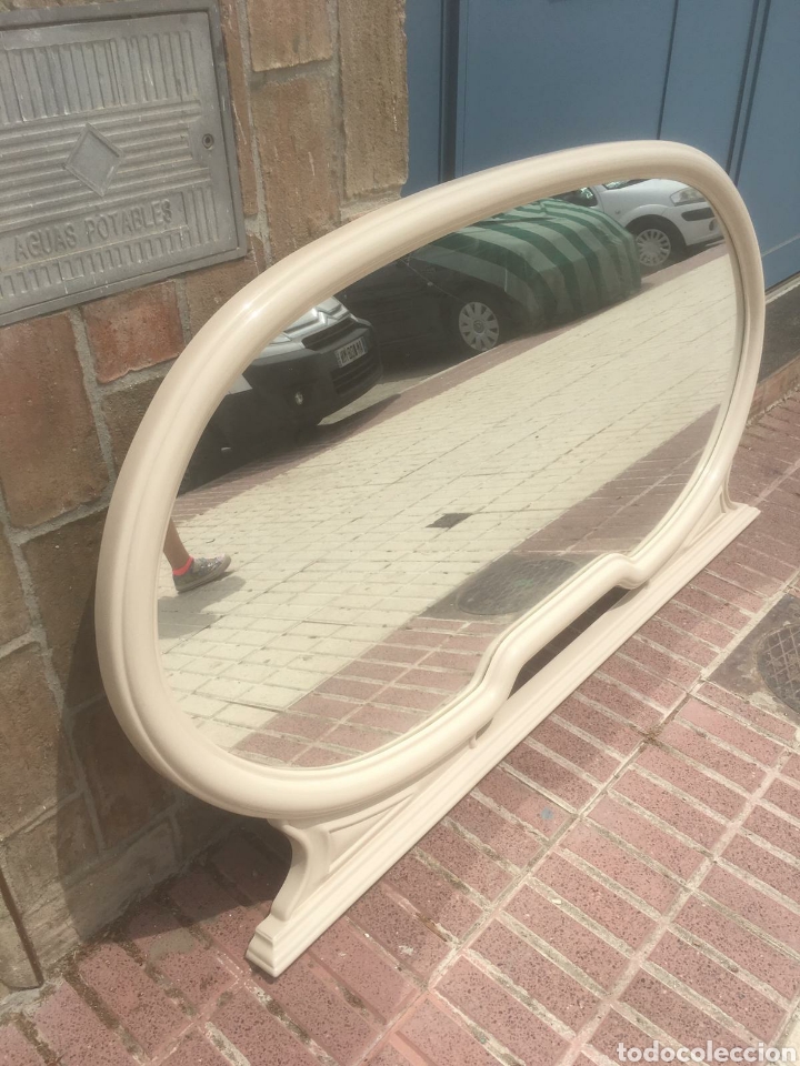Antig&uuml;edades: ESPEJO BLANCO OVALADO - Foto 4