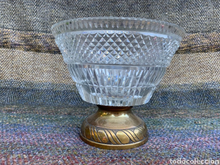 Antiguidades: Centro de mesa en cristal y plata