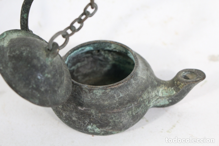 Antig&uuml;edades: lampara candil antiguo de bronce - Foto 2