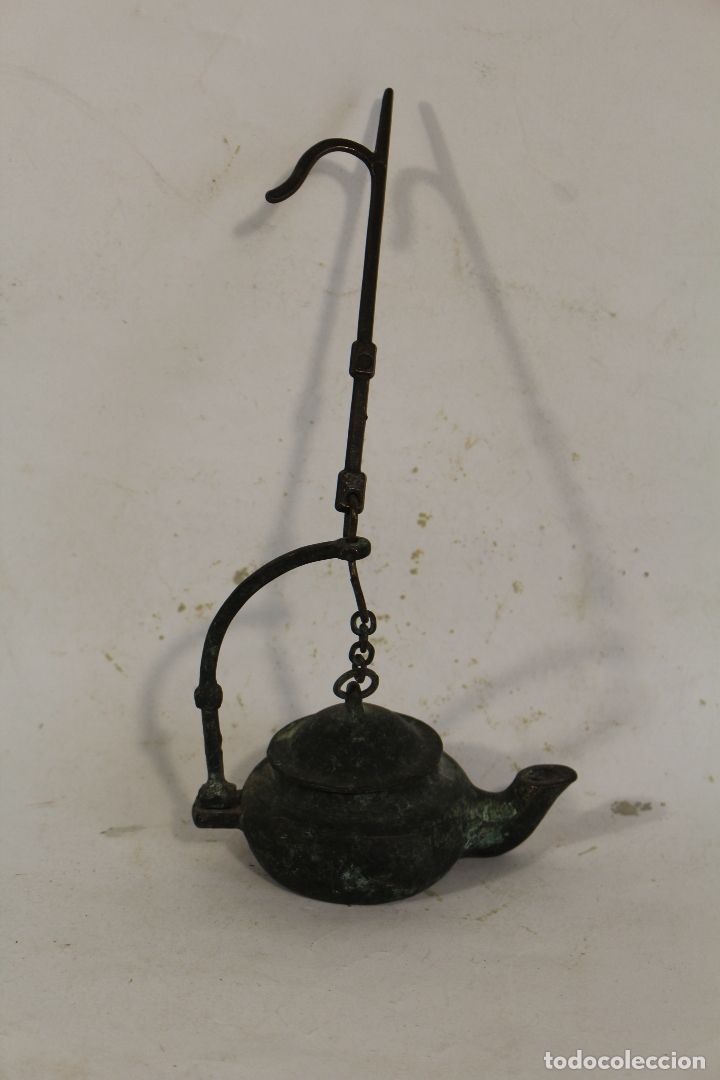 Antig&uuml;edades: lampara candil antiguo de bronce - Foto 3