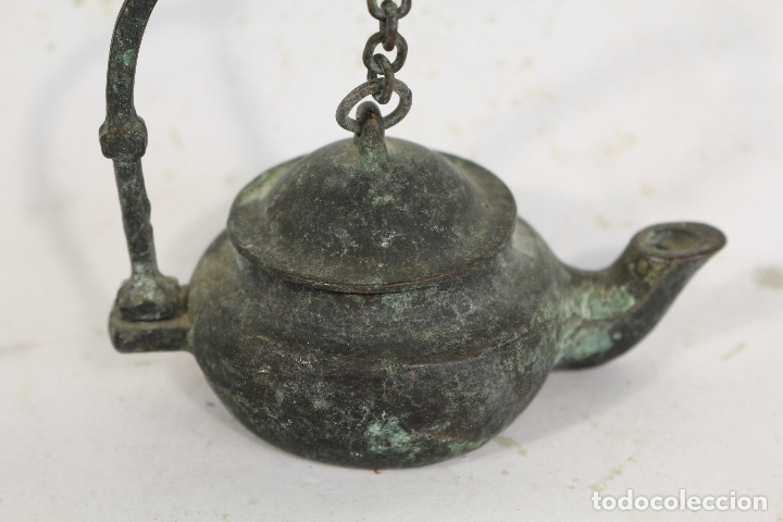 Antig&uuml;edades: lampara candil antiguo de bronce - Foto 4