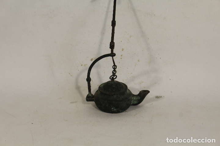 Antig&uuml;edades: lampara candil antiguo de bronce - Foto 5
