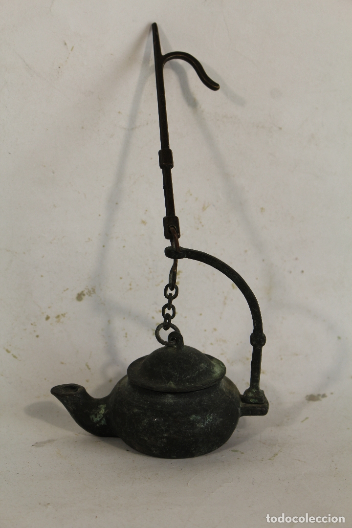 Antig&uuml;edades: lampara candil antiguo de bronce - Foto 6