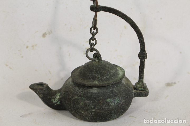 Antig&uuml;edades: lampara candil antiguo de bronce - Foto 1