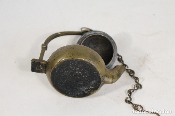 Antig&uuml;edades: lampara candil antiguo de bronce - Foto 2