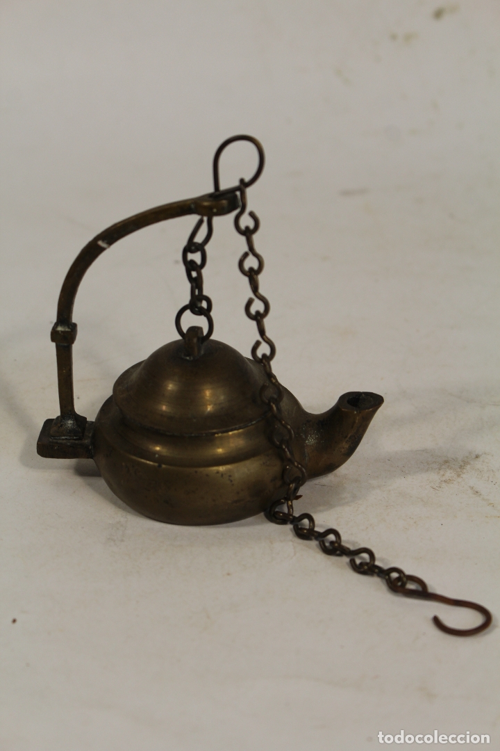 Antig&uuml;edades: lampara candil antiguo de bronce - Foto 3