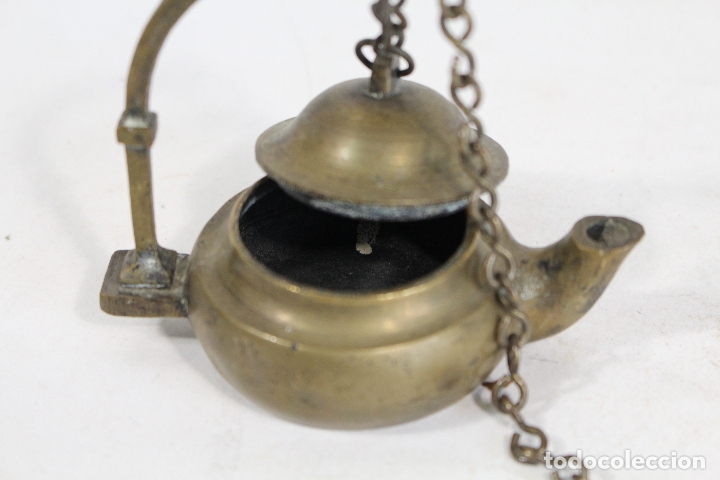 Antig&uuml;edades: lampara candil antiguo de bronce - Foto 4
