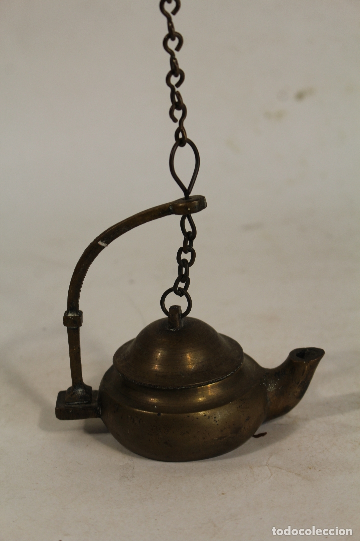 Antig&uuml;edades: lampara candil antiguo de bronce - Foto 5