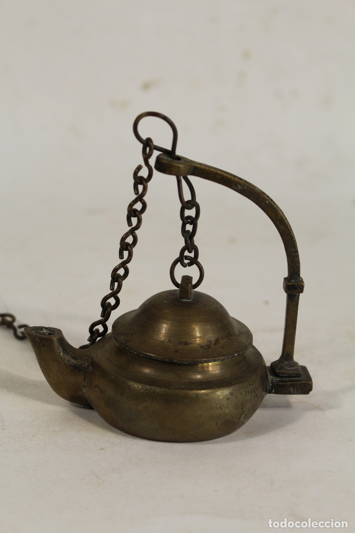 Antig&uuml;edades: lampara candil antiguo de bronce - Foto 6