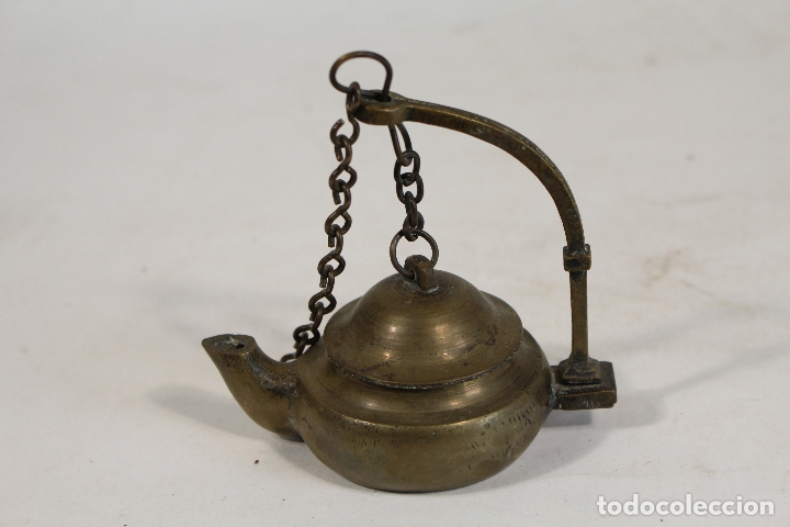 Antig&uuml;edades: lampara candil antiguo de bronce - Foto 1