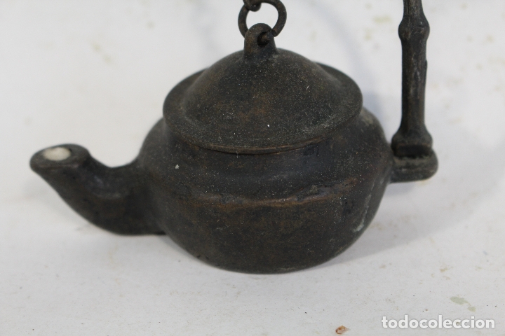 Antig&uuml;edades: lampara candil antiguo de bronce - Foto 2