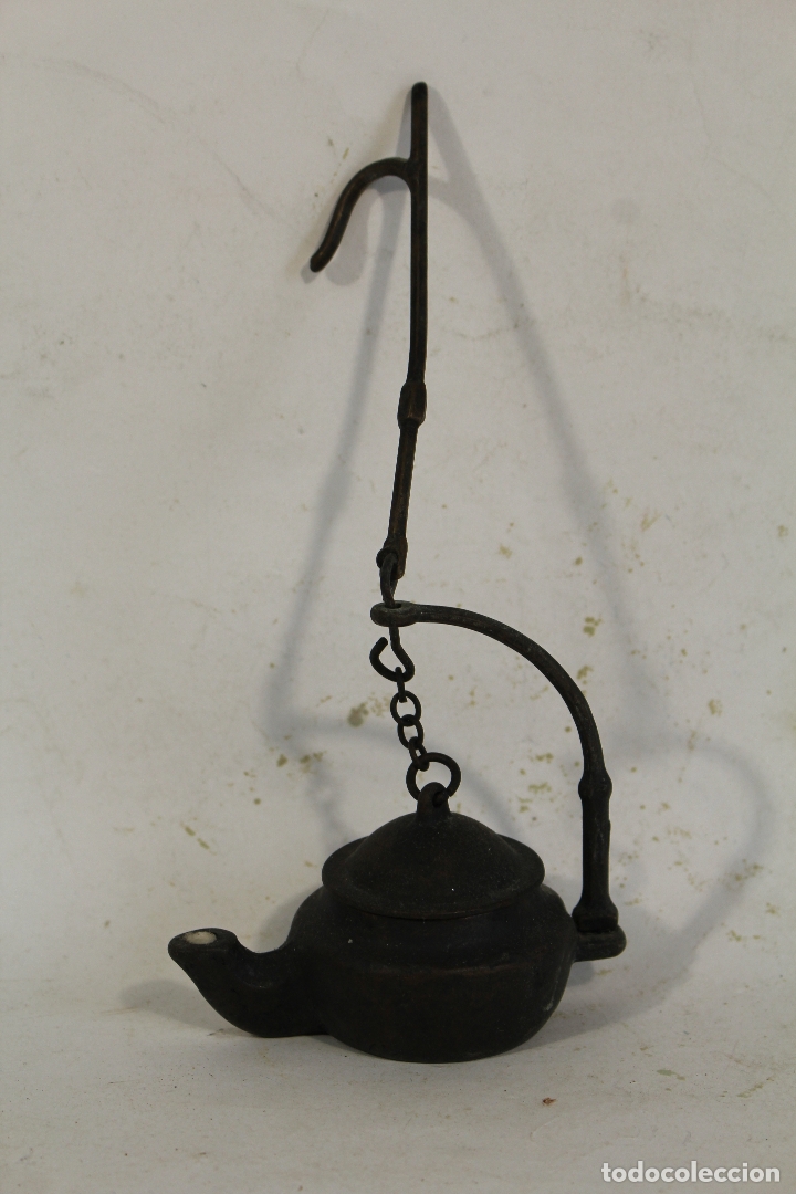 Antig&uuml;edades: lampara candil antiguo de bronce - Foto 4