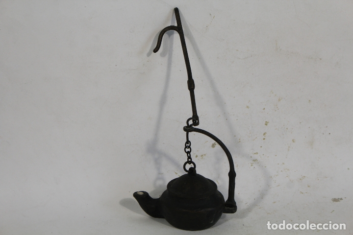 Antig&uuml;edades: lampara candil antiguo de bronce - Foto 5