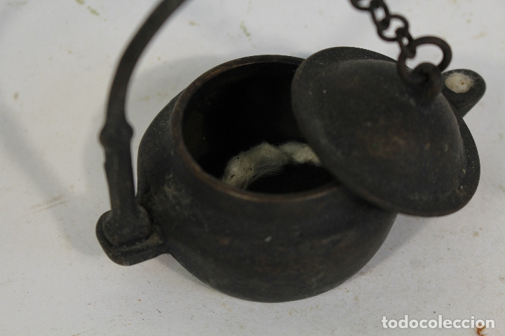 Antig&uuml;edades: lampara candil antiguo de bronce - Foto 7