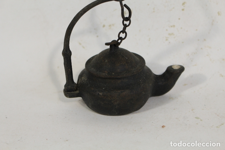 Antig&uuml;edades: lampara candil antiguo de bronce - Foto 8