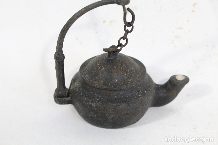 Antig&uuml;edades: lampara candil antiguo de bronce - Foto 9