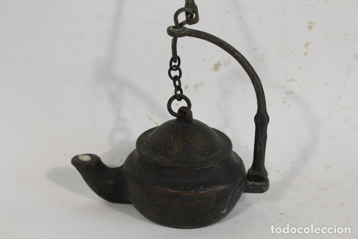 Antig&uuml;edades: lampara candil antiguo de bronce - Foto 1