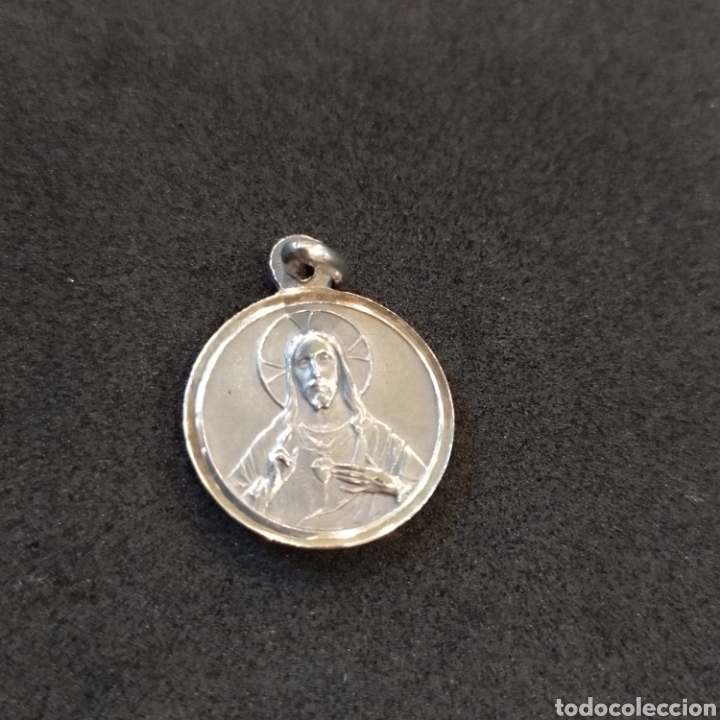 Antig&uuml;edades: Medalla de plata corazon de Jesus y Maria. - Foto 1