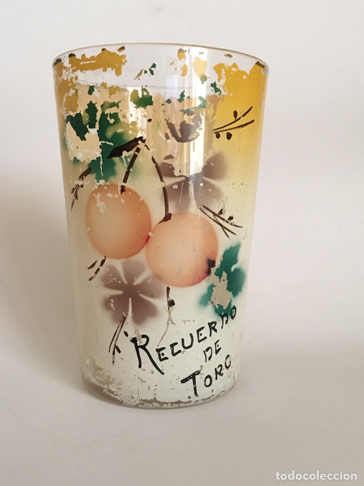 Antiquit&eacute;s: Vaso Antiguo de cristal pintado. Recuerdo de Toro. Zamora