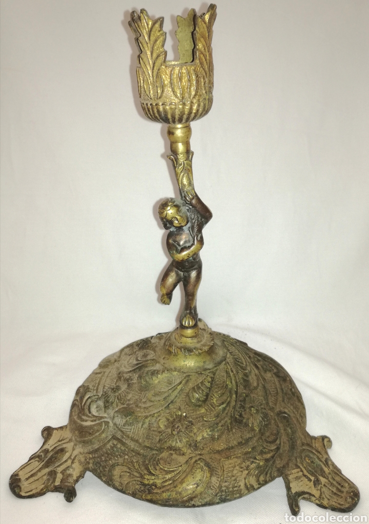 Antig&uuml;edades: Antiguo Candelabro Bronce. - Foto 1