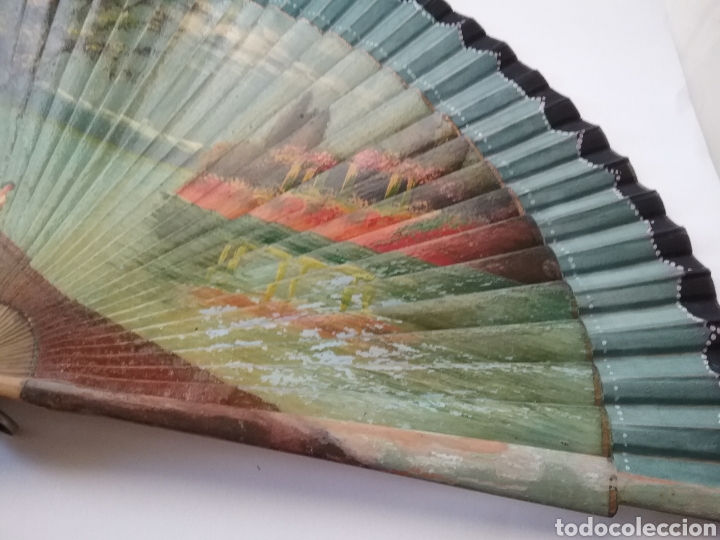 Antig&uuml;edades: Abanico en madera pintado a mano - Foto 4