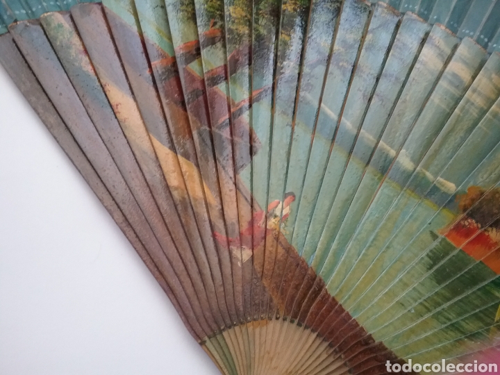 Antig&uuml;edades: Abanico en madera pintado a mano - Foto 5