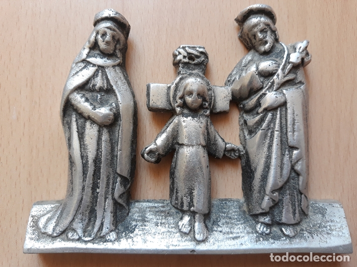 Oggetti Antichi: Virgen Mar&iacute;a, San Jos&eacute; y el ni&ntilde;o Jes&uacute;s en aluminio