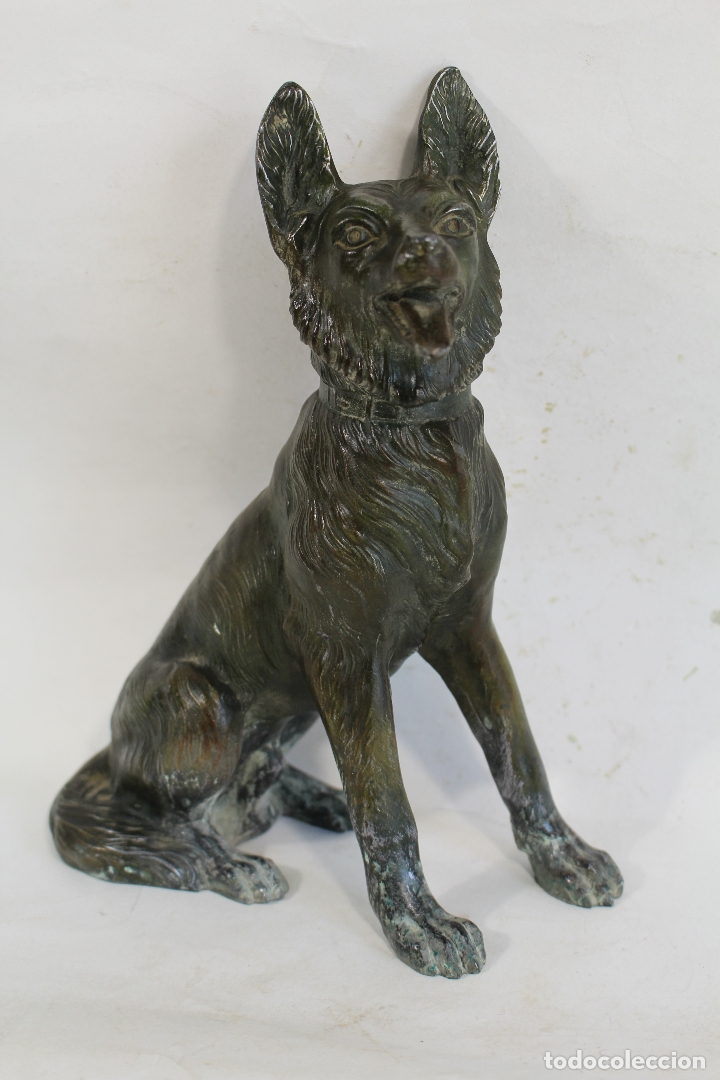 Antig&uuml;edades: figura de perro pastor en metal - Foto 7