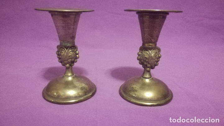 Antig&uuml;edades: 3-2   CANDELABROS, alpaca plateada - Foto 2