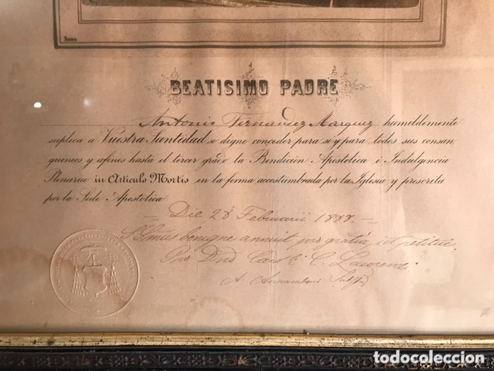 Antig&uuml;edades: INDULGENCIA ENMARCADA A&Ntilde;O 1888 - Foto 3