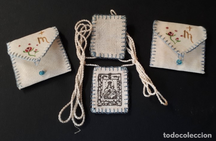 Antig&uuml;edades: ESCAPULARIO VIRGEN DEL CARMEN CON BOLSITAS PROTECTORAS - Foto 1