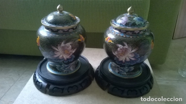 Antig&uuml;edades: 2 BOMBONERAS ESMALTE CLOISSONE - Foto 1