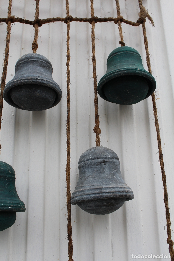 Antig&uuml;edades: carrill&oacute;n de viento campanas de ceramica - Foto 3
