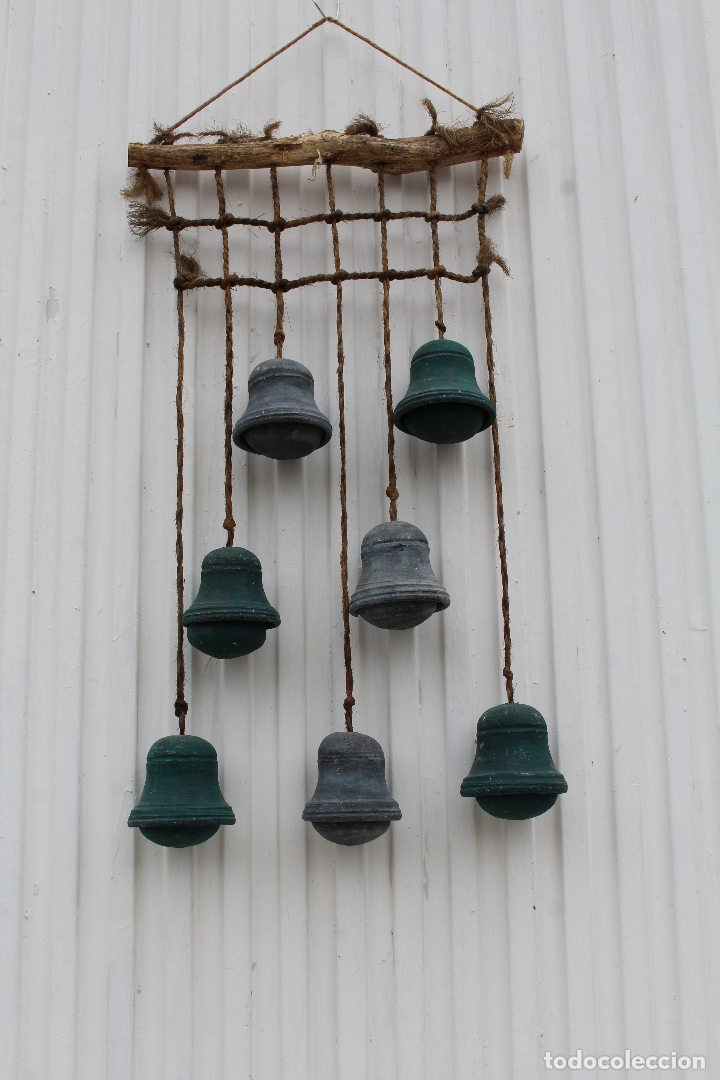 Antig&uuml;edades: carrill&oacute;n de viento campanas de ceramica - Foto 4