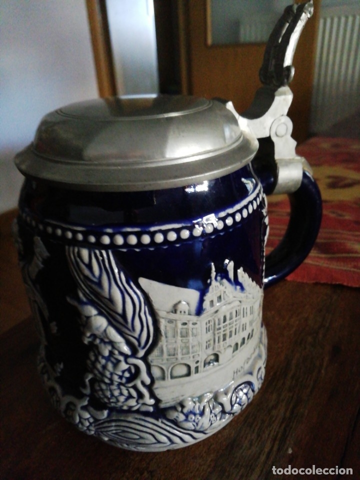 Antig&uuml;edades: Jarra de cerveza con tapadera 16 cm - Foto 1
