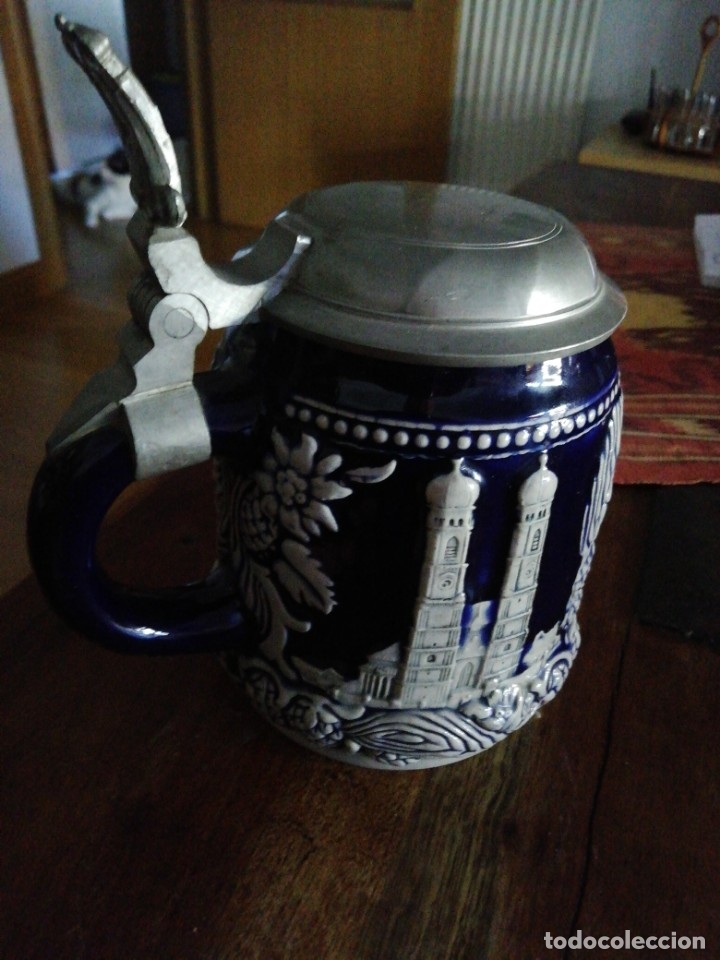 Antig&uuml;edades: Jarra de cerveza con tapadera 16 cm - Foto 3