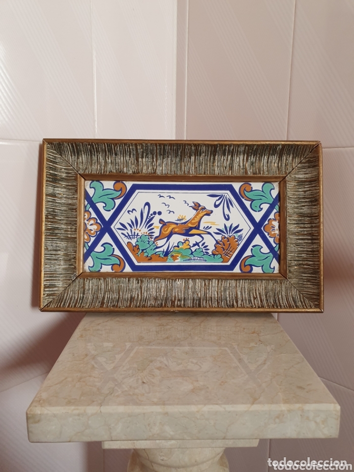 Antig&uuml;edades: BONITO AZULEJO ENMARCADO - Foto 1