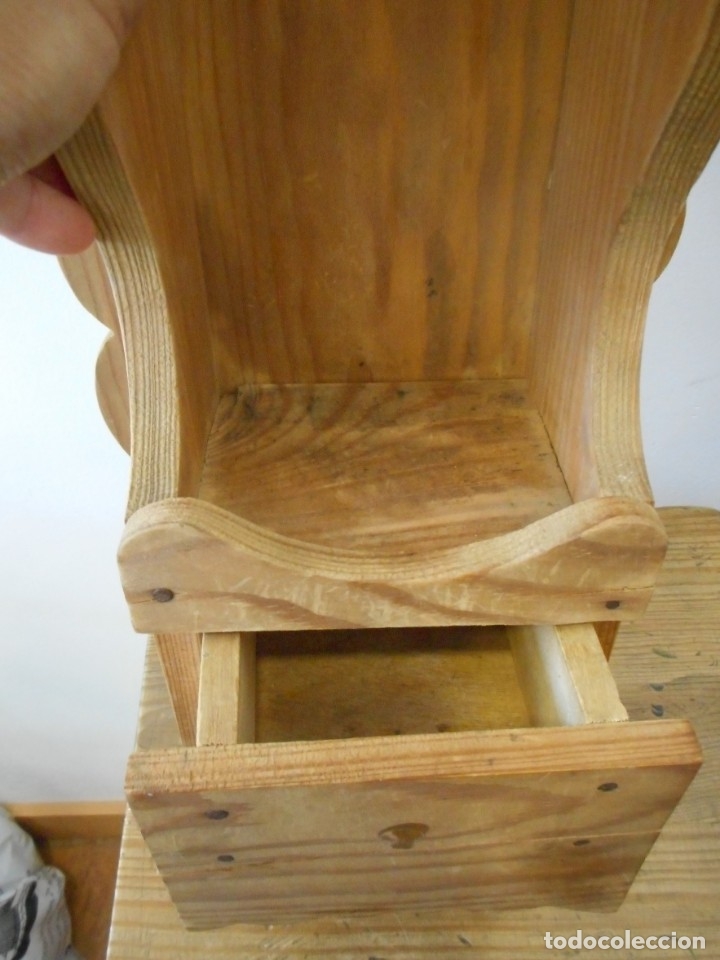 Antig&uuml;edades: Almirecero de madera con caj&oacute;n - soporte de almirez - Foto 5