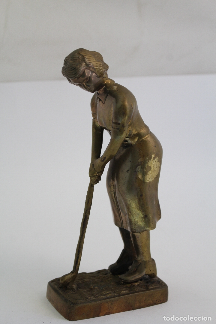 Antig&uuml;edades: figura jugadora de golf de bronce - Foto 5